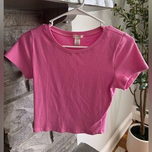 Pink Ribbed Fitted Top